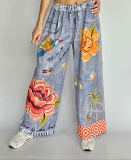 Flowers Denim Flowy Pantsindex