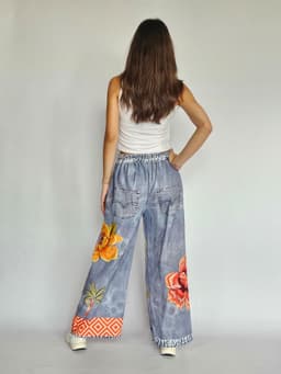 Flowers Denim Flowy Pantsindex