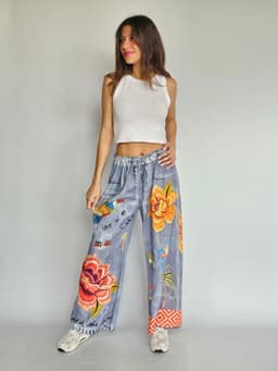 Flowers Denim Flowy Pantsindex