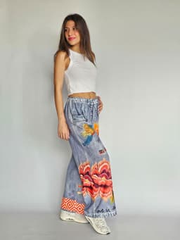 Flowers Denim Flowy Pantsindex