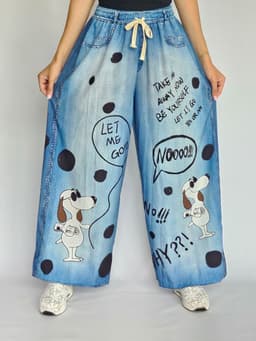 Snoopy Denim Flowy Pantsindex