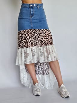 Asymmetric Denim Skirtindex