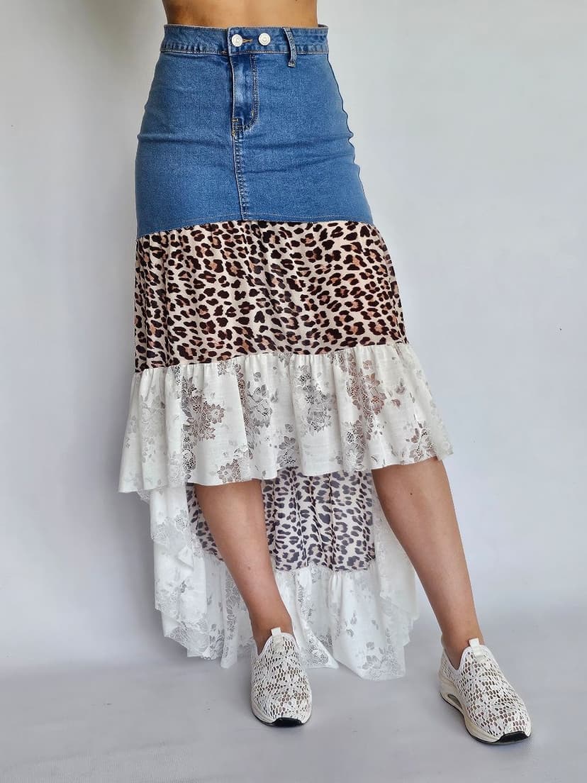 Asymmetric Denim Skirt