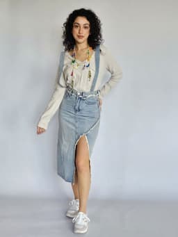 Denim Skirt with Strapsindex