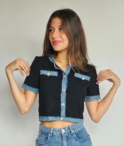 Black and Denim Topindex