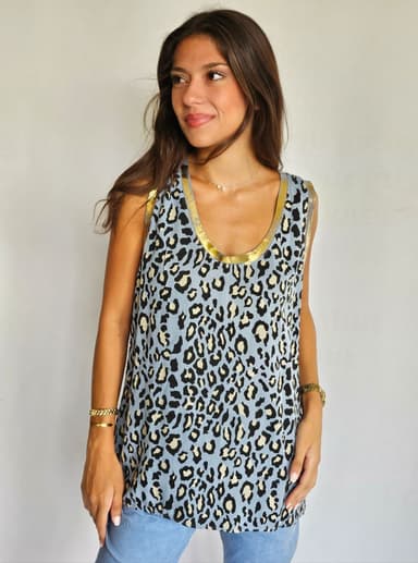 Blue Leopard Top