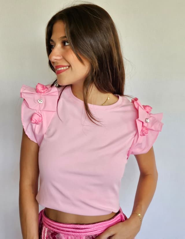 Pink Ruffled Top